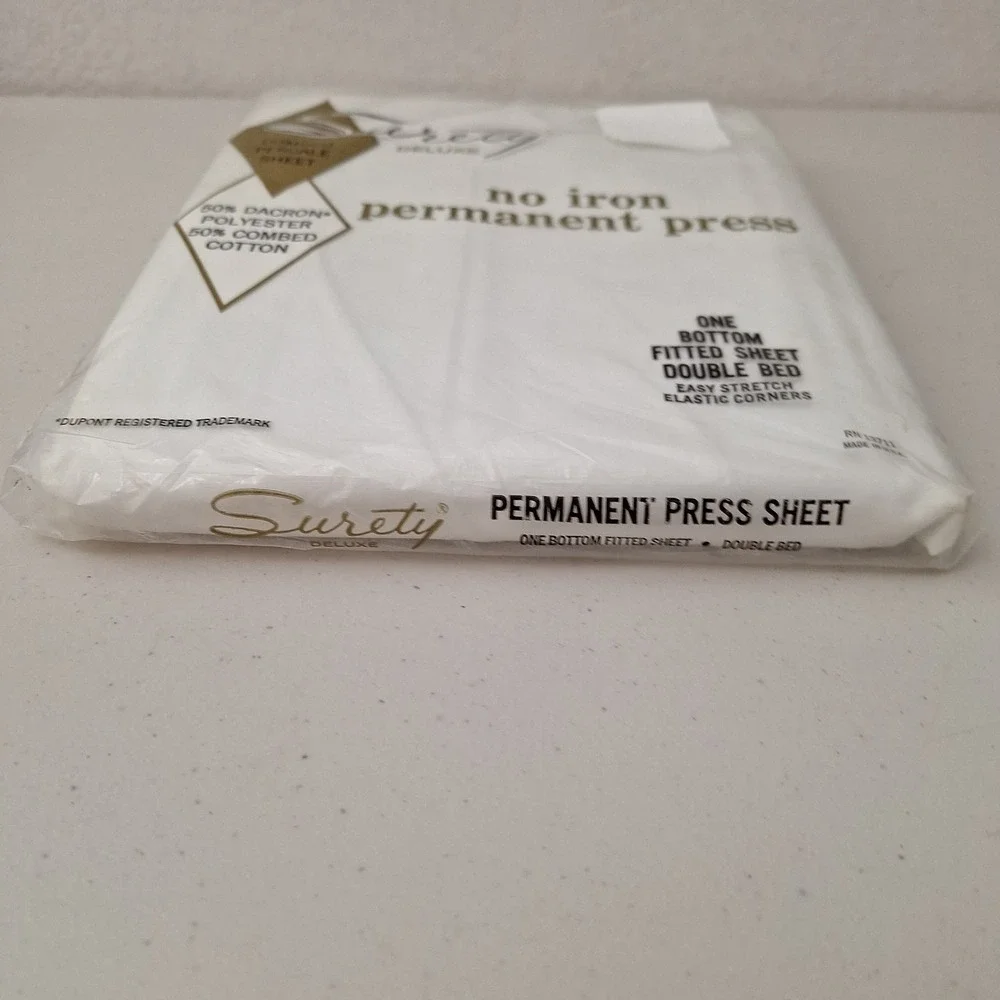 VTG Surety Deluxe No-Iron Perm. Press Combed Percale Double Bottom Fitted Sheet